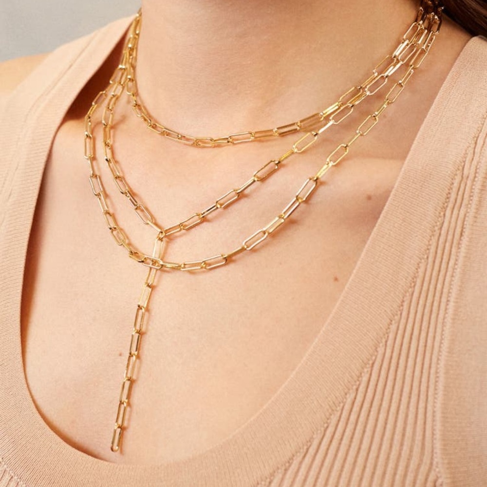 BaubleBar Layered Y neck Gold necklace NEW